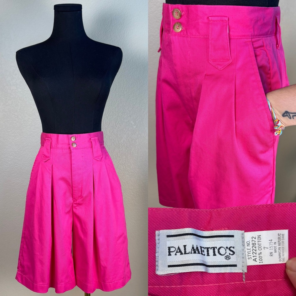 Vintage 80's High Waisted Pleated Pink Shorts 8" inseam XS / Size 7 Preppy